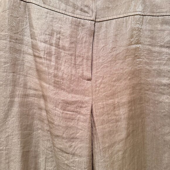 Light Gray Sheen Belted Jacket & Wide-Leg Pants Set - Picture 10 of 15